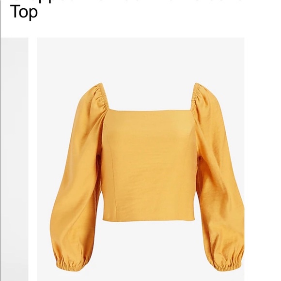 Express Tops - Yellow Crop Too Puffy Sleeve